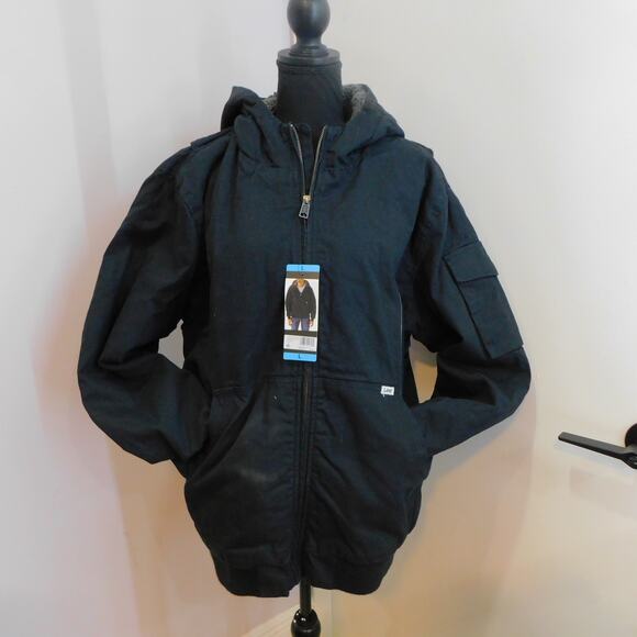 Lee Workwear Bomber Black Jacket with hood Size Large New - Picture 2 of 12